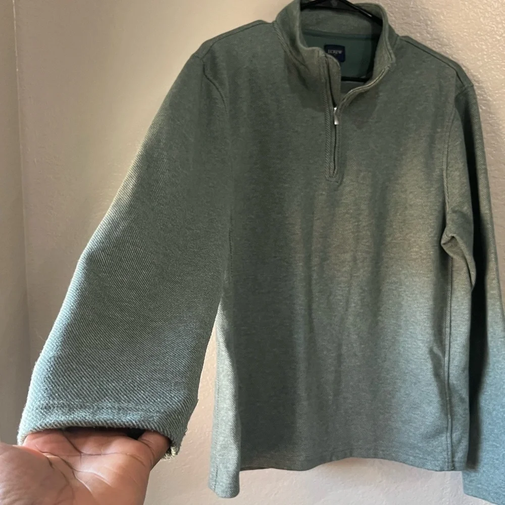 J. Crew Women’s Light Heather Green Half-Zip Sweater Pull Over Sz M Casual cozy